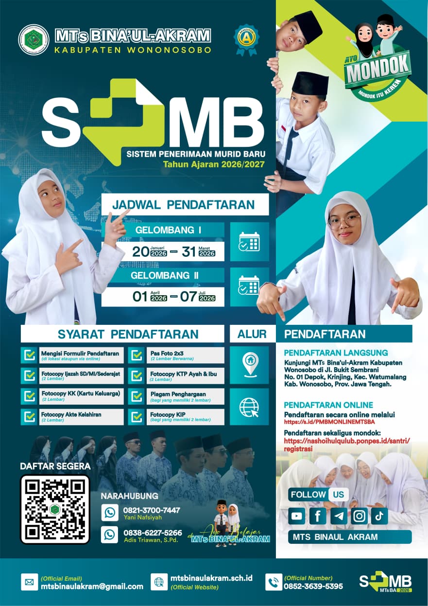 Brosur Pendaftaran SPMB MTs Bina'ul-Akram 2026